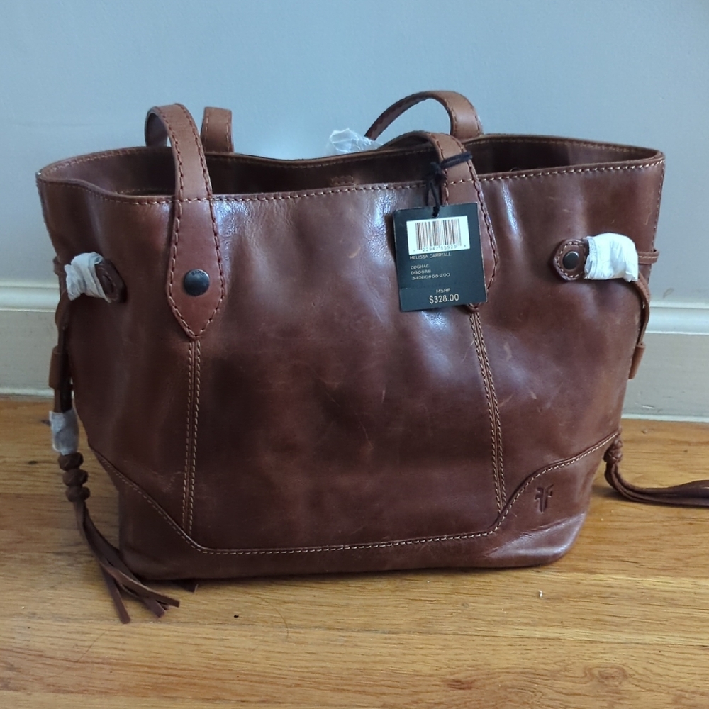 Frye Melissa Carryall Leather Bag, Cognac, NWT